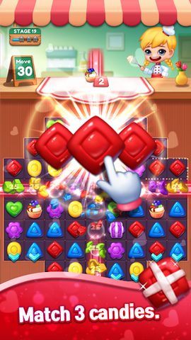 Скриншот 1: Сладкая игра 'Три в ряд' с конфетами
