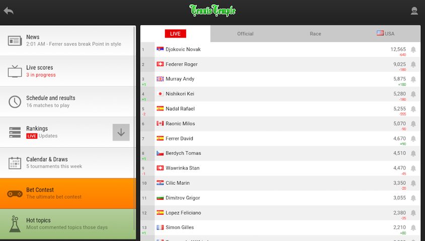 Screenshot 19: Tennis Temple - Live scores