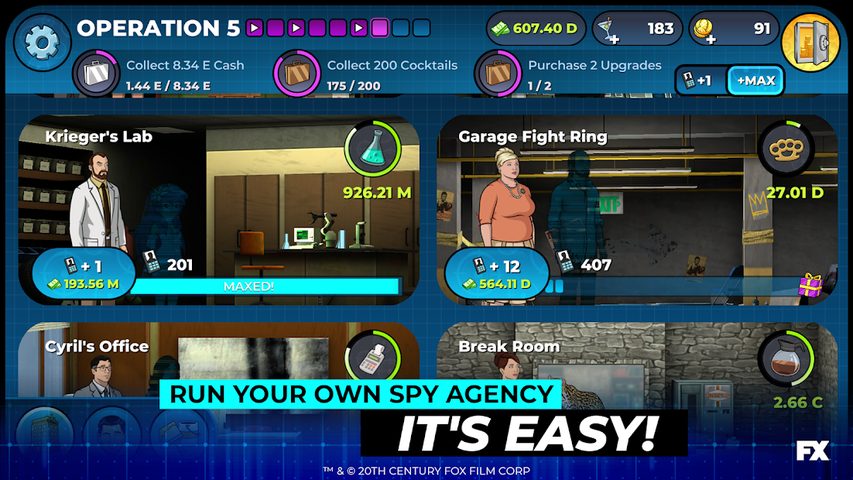 Screenshot 1: Archer: Danger Phone Idle Game