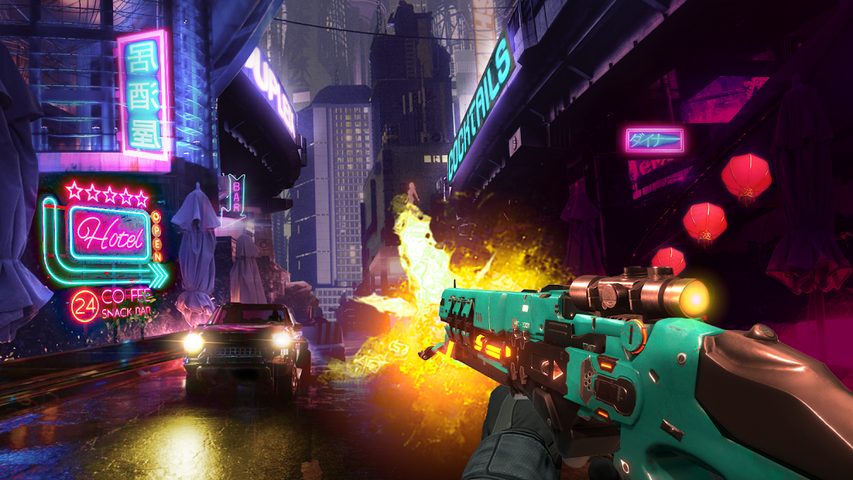 Captura 1: Juego de Disparos Cyberpunk