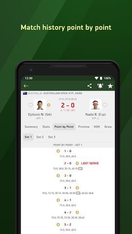 Captura 3: Resultados en Vivo de Tenis