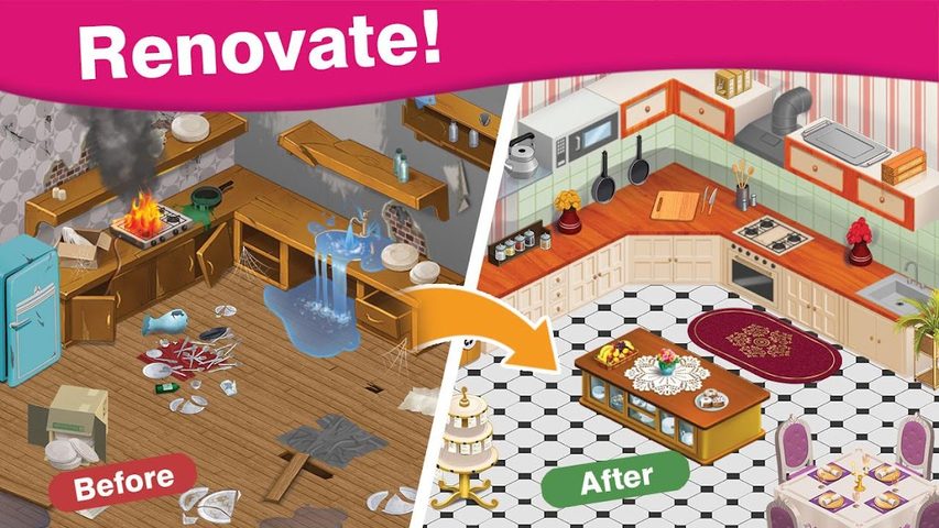Screenshot 1: Home Cafe : Mansion Design - Match Blast