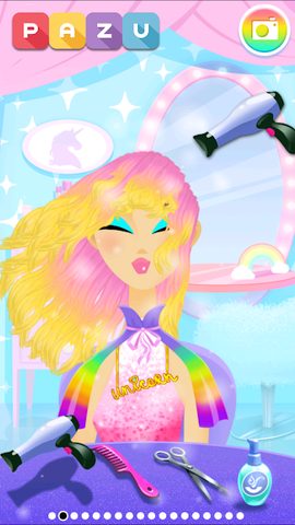 Captura 1: Salón de belleza mágico de unicornios