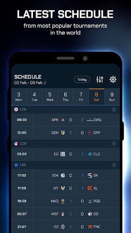 Captura 1: Seguimiento de puntuaciones de esports