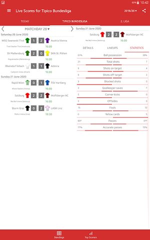 Captura 9: Resultados en vivo de los campeonatos de fútbol de Austria