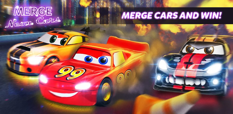 Screenshot 6: Merge Neon Car: Idle Car Merge