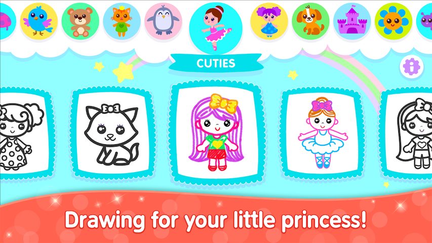 Screenshot 1: Bini Kids Drawing Games for Girls! Toddlers Apps!