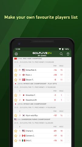 Captura 3: Golf Live 24 - Resultados