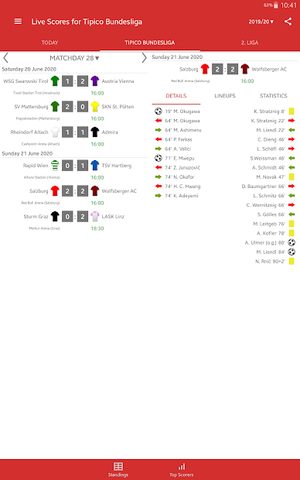 Captura 7: Resultados en vivo de los campeonatos de fútbol de Austria