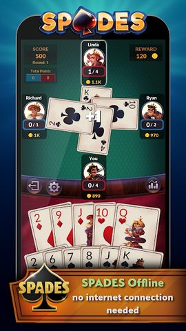 Screenshot 1: Spades Offline - Card Game