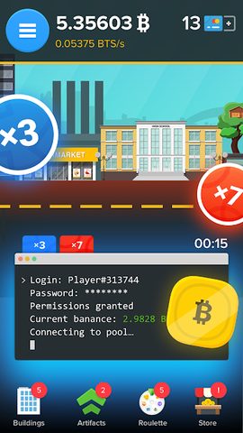 Captura 21: Simulador de minado de Bitcoin en espera
