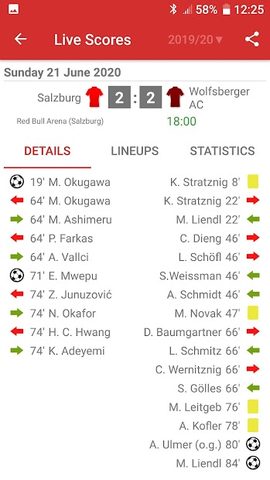 Captura 3: Resultados en vivo de los campeonatos de fútbol de Austria