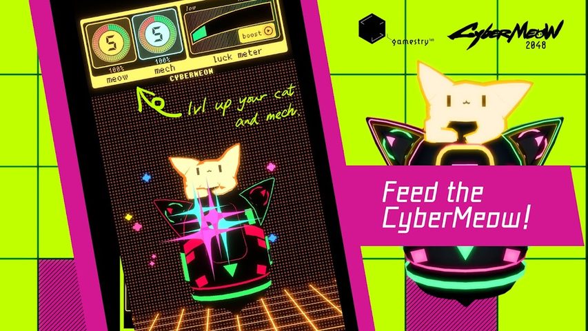 Screenshot 1: CyberMeow 2048 - Cyberpunk Slide & Merge Puzzle