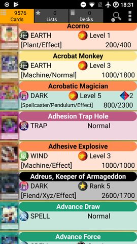 Screenshot 1: Database for Yugioh Cards