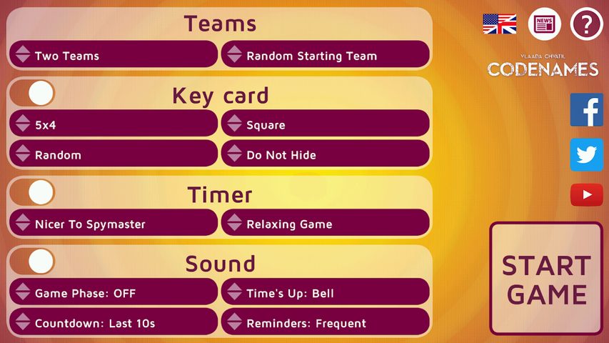 Screenshot 1: Codenames Gadget