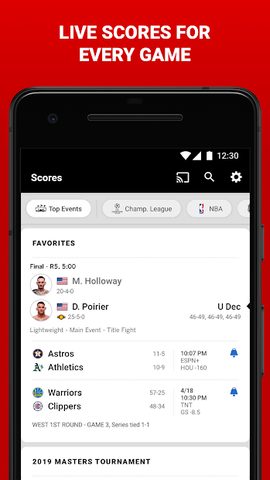 Скриншот 6: Приложение ESPN для спорта