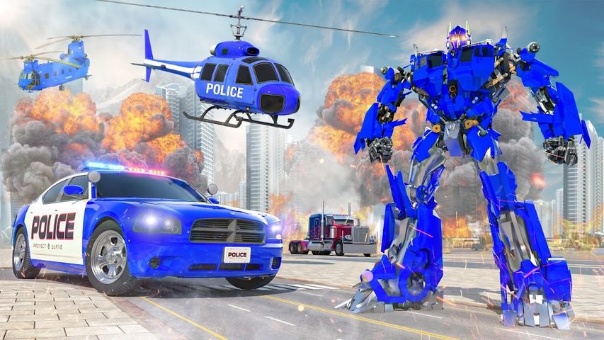 Screenshot 1: Helicopter Game - Robot Police