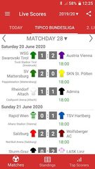 Captura 1: Resultados en vivo de los campeonatos de fútbol de Austria