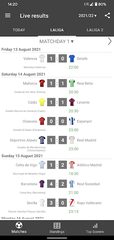 Captura 1: Resultados en Vivo La Liga Santander 2021/2022